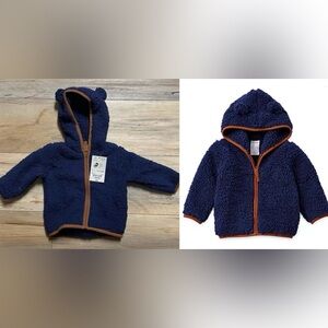 *NWT* Okie Dokie - Size 3 Months -Blue - Sherpa Jacket Hooded with Ears MSRP $26